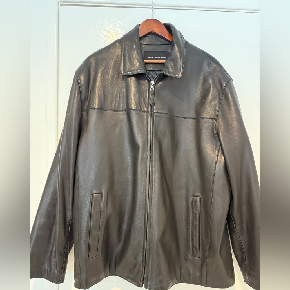 REAL LEATHER Marc New York Men's Black Leather Jacket